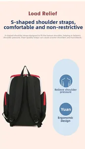 Ergonomic S-shaped padded shoulder straps on waterproof black gym backpack for load relief