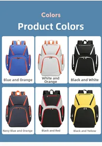 Waterproof oxford fitness backpack showing six multi-color contrast style options