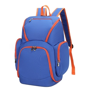 Waterproof Oxford fitness backpack in blue and orange with multi-pocket design