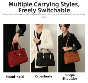 Detailed view of crocodile pattern tote bag shown in hand, crossbody and shoulder styles