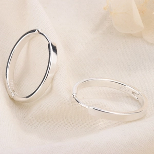Minimalist Smooth Round Hoop Earrings 925 Sterling Silver Polished Ear Buckles For Women Simple Fashion Jewelry