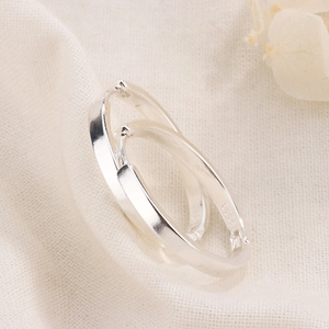 French style minimalist 925 sterling silver hoop earrings with secure clasp closure
