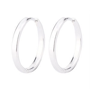 Minimalist 925 silver plated hoop earrings with sleek polished surface on white background