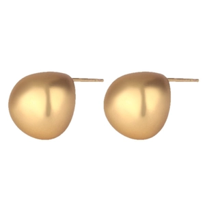 Modern gold matte geometric round stud earrings with brushed finish for a minimalist look