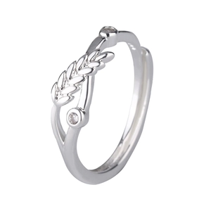 Bague épi de blé minimaliste en argent avec zircons et design ajustable pour femmes