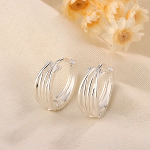 Minimalist Multi Layer Line Hoop Earrings With 925 Sterling Silver Earring Post Geometric Jewelry For Women