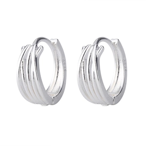 S925 sterling silver multi-layer intertwined line hoop earrings with a metallic finish