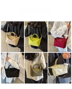 Collage of colorful oxford fabric tote bags showing versatile crossbody and handheld styles