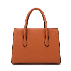 Chic orange-brown tote bag with litchi grain texture and sturdy double handles