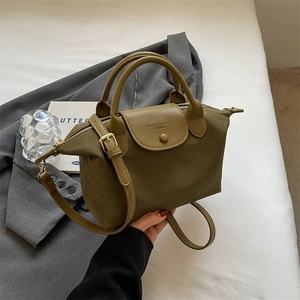 Women Handbag Oxford Cloth Nylon Crossbody Bag Splicing Synthetic Leather Flap Lightweight Retro Top Handle Shoulder Bag