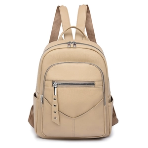 Women Fashion Backpack PU Leather Litchi Grain Large Capacity For Commute Casual Ladies Bookbag Waterproof