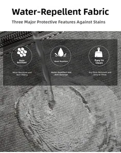Close-up of waterproof dark gray woven fabric showing water-resistant and anti-stain texture