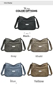 Detailed grid view showing five colors of soft leather crossbody bags for women