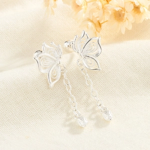 Boucles D'oreilles Pendantes Goutte Gland Papillon Creux Pour Femmes Bijoux D'oreille Pendante Chaîne Longue Élégante
