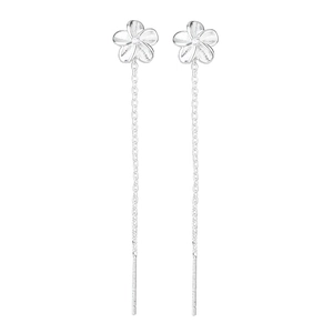 Élégantes boucles d'oreilles traversantes fleur de gardénia en argent S925 massif
