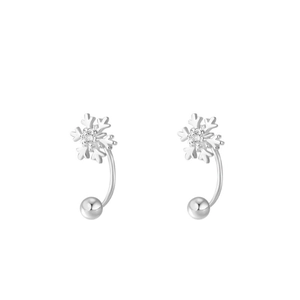 Elegante Schneeflocken-Hakenohrringe mit Zirkon aus S925 Sterlingsilber für den Winter