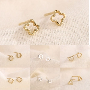 Mini Boucles D Oreilles Puces Géométriques Femmes Cuivre Creux Triangle Coeur Rond Carré Délicat Minimaliste Bijoux