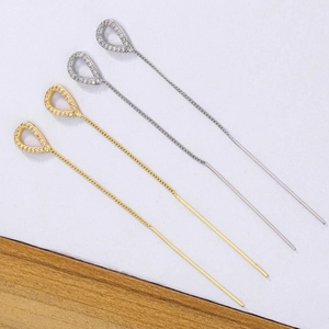 Long Tassel Ear Thread Earrings Copper Cubic Zirconia Hollow Water Drop Design Elegant Luxury Fashion Jewelry For Women