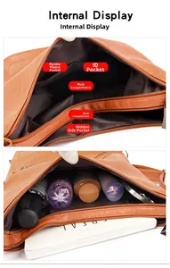 Detail view of large tote bag internal compartments with multi-pocket storage design