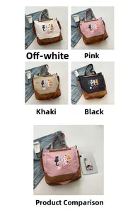 Comparison of large capacity cat print tote bags in four colors with tablet and phone