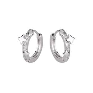 Boucles d'oreilles anneaux étoiles en argent avec zircons au design géométrique chic