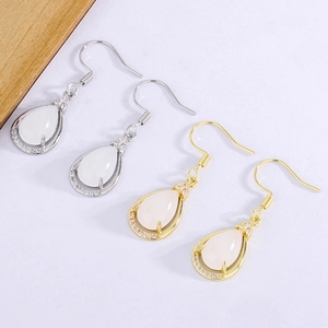Teardrop Dangle Earrings Copper With Faux Chalcedony And Zircon Accents Vintage Elegant Hook Jewelry For Women