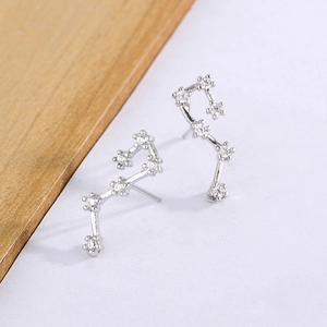 Big Dipper constellation stud earrings with silver plating and sparkling cubic zirconia