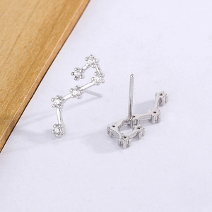 Constellation ear studs with silver finish and sparkling cubic zirconia stones