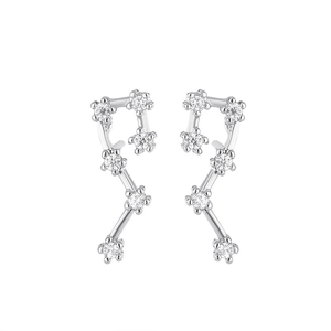 Big Dipper constellation stud earrings in S925 silver with sparkling cubic zirconia crystals