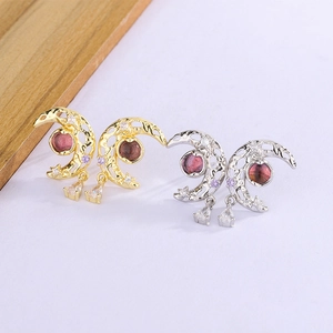 Orecchini Pendenti Luna Svuotata Rame Con Pendente A Goccia In Zirconia Pietra Viola Gioielli Eleganti Donna