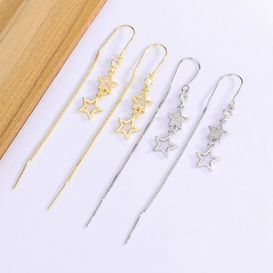 Lange Quasten Ohrfaden Ohrringe Frauen Kupfer Stern Zirkonia Hängen Sterne Hohl Elegant Zierlich Mode Schmuck