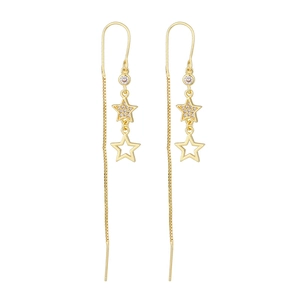 Elegante goldene Stern Ohrhänger mit funkelndem Zirkonia Besatz und langer Kette Design