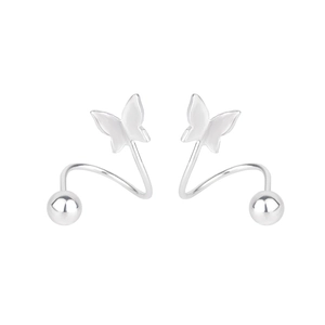 Elegant S925 silver butterfly spiral stud earrings with a polished mirror finish for women