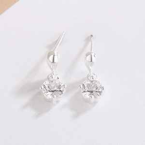 Square Cubic Zirconia Drop Earrings Water Drop Design Copper Simple Elegant Jewelry Women 925 Sterling Silver Earring Post