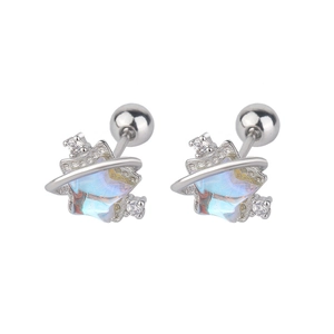 Détails de boucles d'oreilles étoile en argent avec pierre de lune et anneau en zircon