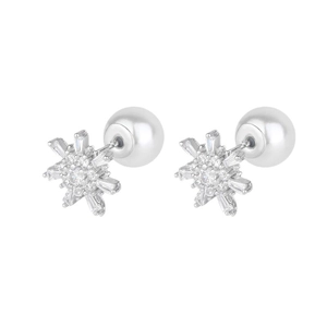 Eleganti orecchini a perla fiocco di neve con cristalli per un look di lusso raffinato