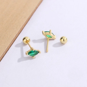 Zierliche Ohrstecker mit smaragdgrünem Zirkon und Schraubverschluss in edlem Gold-Finish