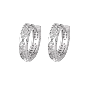 Luxurious S925 silver hoop earrings with roman numerals and pave-set cubic zirconia