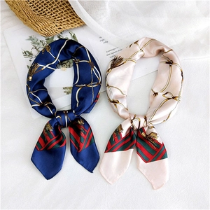 Classic 70cm silk square scarf featuring equestrian prints and red-green stripes