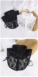 Détail de col amovible en dentelle vintage avec boutons et sangles réglables pour femmes