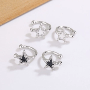 Manchette Oreille Étoile Cuivre Zircon Sans Perçage Bijou Clip Oreille Mode Pour Femmes