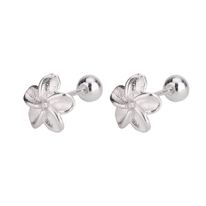 Minimalist S925 sterling silver flower stud earrings with a matte textured finish