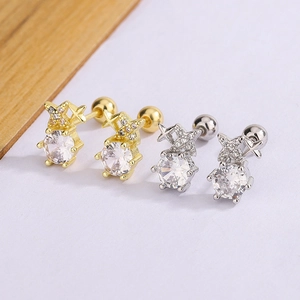 Star Zircon Stud Earrings With 925 Sterling Silver Earring Post Copper Screw Back Simple Daily Jewelry For Women Sparkling