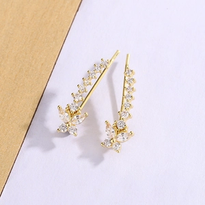 Elegant gold butterfly zircon stud earrings with gradient crystal stones for women