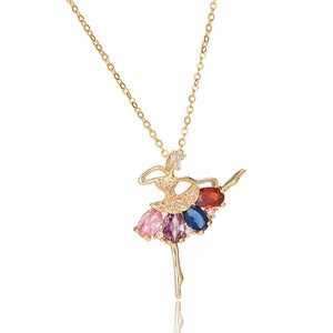 Collana con ciondolo ballerina con pietre preziose colorate e finitura in oro raffinato