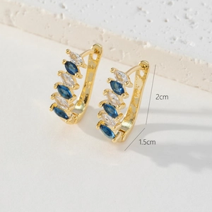 Détails de boucles d'oreilles trèfle plaquées or 18 carats et zircons bicolores