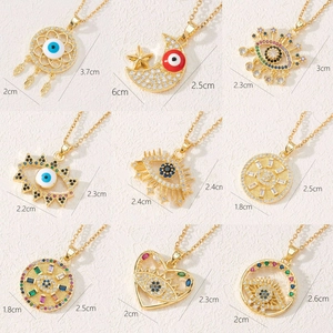 Bohemian Fashion Copper Zirconia Evil Eye Pendant Necklace For Women Gold Silver Plated Enamel Clavicle Chain Jewelry Gift