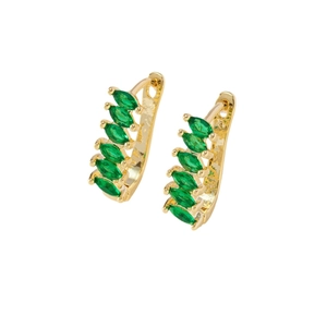 Boucles d'oreilles plaquées or 18K avec cristaux marquises vert olive en dégradé chic