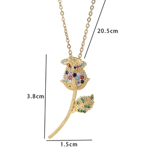 Detailed technical diagram showing dimensions of the gold flower necklace pendant