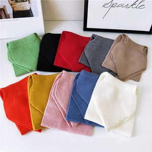 Women's Winter Thickened Knit Neck Warmer Solid Color Warm Crochet Scarf With Pointed Cross Design Autumn Outdoor Accessory